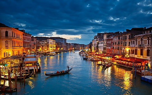 природа, Венеция, гондолы, город, Большой канал, HD обои HD wallpaper