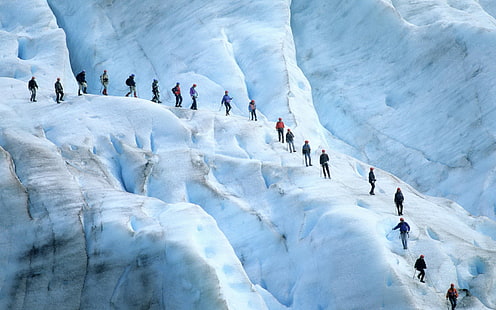 تسلق الجليد HD ، متسلقو الجبال على جبل الثلج ، الرياضة ، الجليد ، التسلق، خلفية HD HD wallpaper