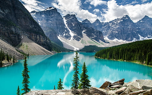 5k, 4k, Canada, montagnes, lac Moraine, lac, Fond d'écran HD HD wallpaper