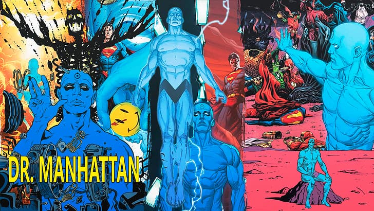 Dr. Manhattan, Doctor Manhattan, collage, DC Comics, DC Universe, DinocoZero, HD wallpaper