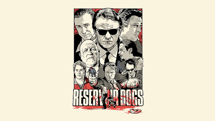 Reservoir Dogs poster, white, blood, Thriller, drama, Reservoir Dogs, Quentin, Tarantino, cult, HD wallpaper