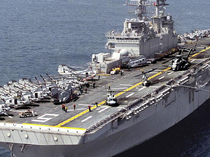 barco branco e preto com reboque, navio de assalto anfíbio da classe Vespa, Marinha dos Estados Unidos, marinha, LHD, militar, veículo, navio, HD papel de parede