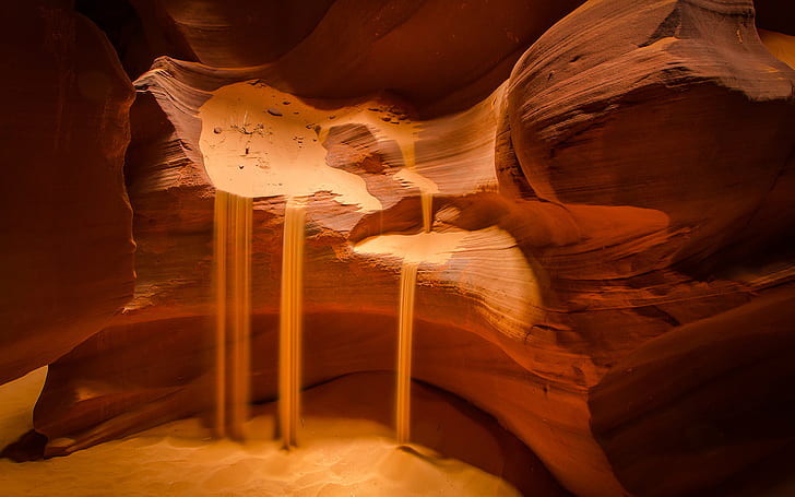 sand, rock, canyon, orange, long exposure, HD wallpaper