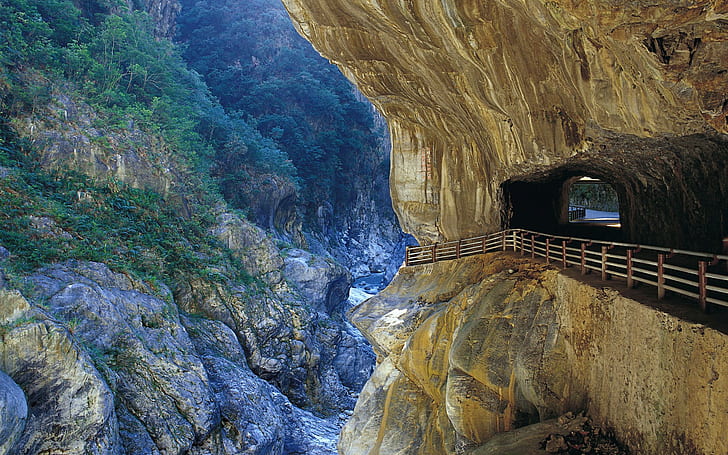тунел, планини, пещера, HD тапет