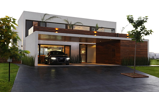 Haus, modern, Luxus, Architektur, Villen, Audi, HD-Hintergrundbild HD wallpaper