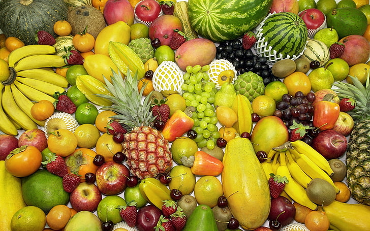 lote de frutas de colores variados, fruta, muchos, surtidos, Fondo de pantalla HD