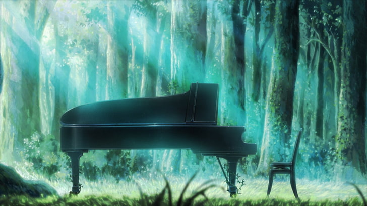 ilustração de piano de cauda preto, música, piano, HD papel de parede