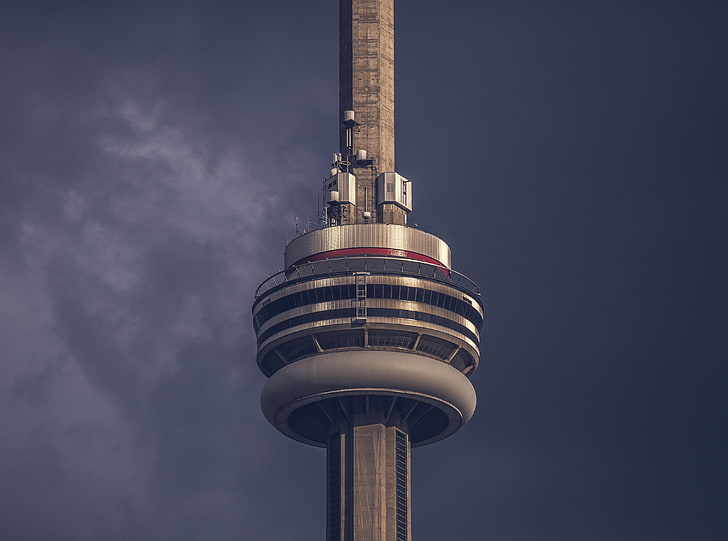 CN Tower, Artistic, Urban, Light, Land, Tower, Cloud, Architecture, Storm, Canada, Structure, ontario, Toronto, Observation, Minimalism, Tall, landmark, CNTower, darksky, communications, HD wallpaper