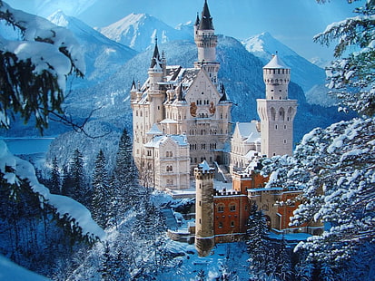 قلعة نويشفانشتاين في ألمانيا، خلفية HD HD wallpaper
