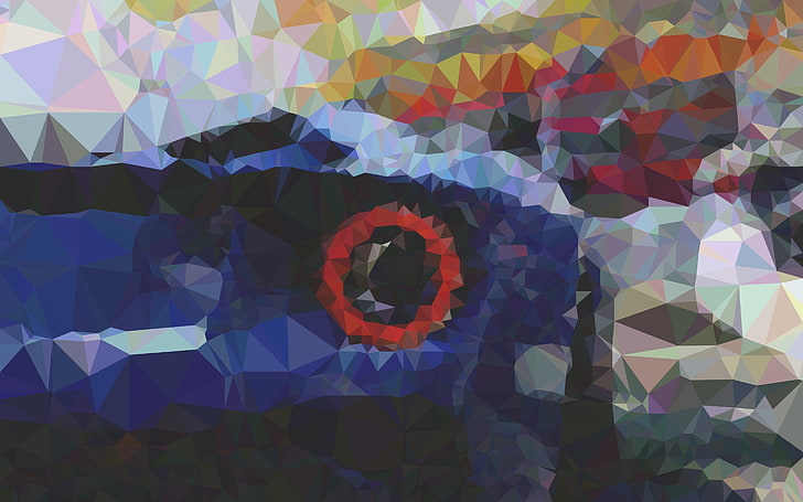 ilustração de polígono multicolorido, carro, supercarros, contraste, triângulo, baixo poli, HD papel de parede