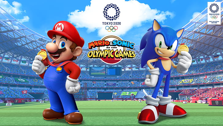 Марио, Марио и Соник на Олимпийских играх Токио 2020, Ежик Соник, HD обои