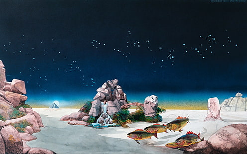 Roger Dean fantasía arte pescado roca, Fondo de pantalla HD HD wallpaper