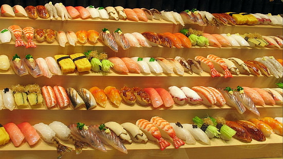 asiático, pescado, comida, japón, japonés, oriental, mariscos, sushi, Fondo de pantalla HD HD wallpaper