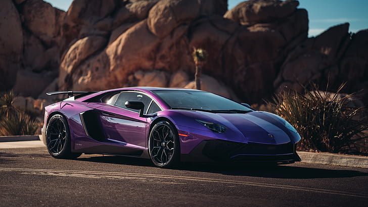 Lamborghini, Lamborghini Aventador, Voiture, Purple Car, Sport Car, Supercar, Véhicule, Fond d'écran HD