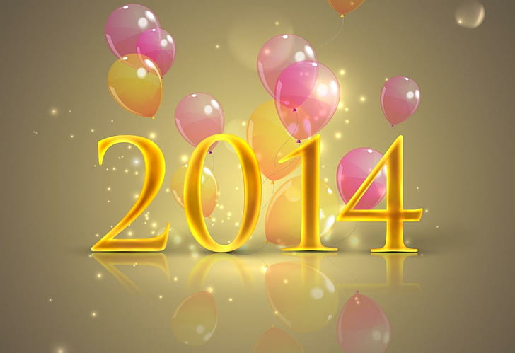 Happy New Year 2014 Toy balloon, 2014 illustration, happy new year, 2014, toy balloon, HD wallpaper