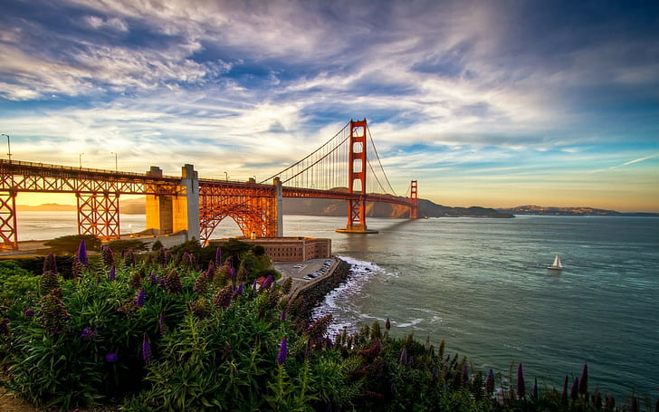 Ponte Golden Gate, céu, nuvens, EUA, HD papel de parede