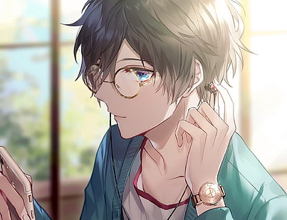 Anime, oryginał, chłopiec, okulary, Tapety HD HD wallpaper