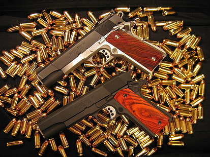 1911, M1911, пистолет, пистолет, пистолет, боеприпаси, HD тапет HD wallpaper