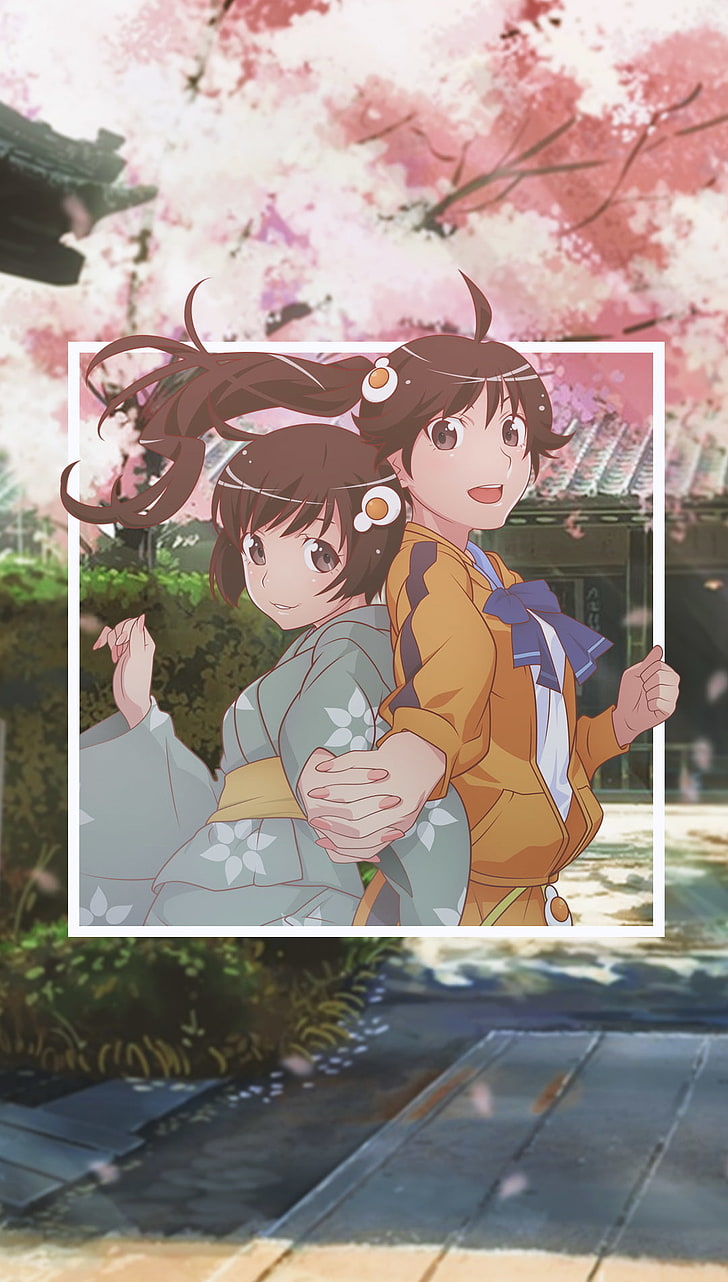 Anime, Anime Girls, Bild-in-Bild, Händchen haltend, brünett, urban, HD-Hintergrundbild, Handy-Hintergrundbild