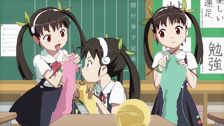 Série Monogatari, Hachikuji Mayoi, garotas anime, loli, twintails, HD papel de parede