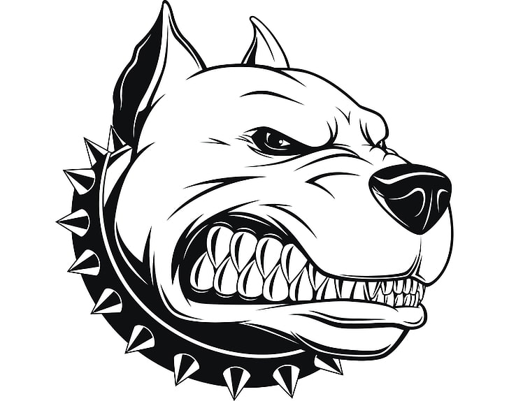 Illustrazione del bulldog, arte, Pitbull, avatar, Pitbull, cane arrabbiato, il cane, Sfondo HD