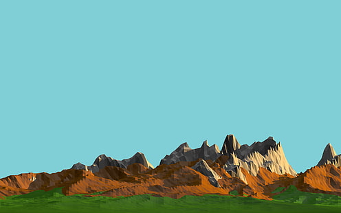low poly, montagnes, art numérique, paysage, Fond d'écran HD HD wallpaper