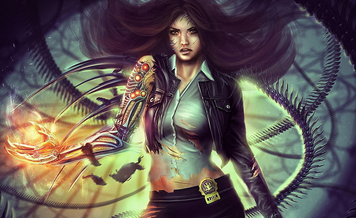 иллюстрация черноволосой женщины, фэнтези-арт, Witchblade, HD обои