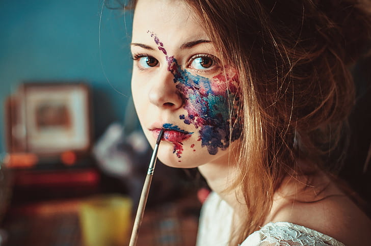 Woman, Face, Face Painting, woman, face, face painting, 4064x2699, HD wallpaper