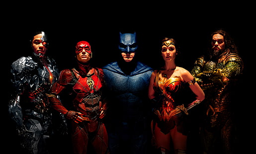Poster DC Justice League, Justice League, Cyborg, The Flash, Batman, Wonder Woman, Aquaman, Ben Affleck, Jason Momoa, Gal Gadot, Ezra Miller, Ray Fisher, 4K, 8K, Wallpaper HD HD wallpaper