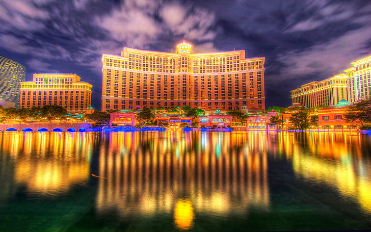 Las Vegas Bellagio Luxury Hotel And Casino Reflection In The Lake Desktop Wallpaper Hd Resolution 2560×1600, HD wallpaper