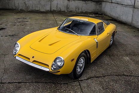 1966, 5300, bizzarrini, автомобили, классика, страда, желтый, HD обои HD wallpaper