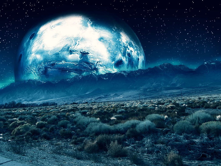 Fantasiekunst, Landschaft, Mond, HD-Hintergrundbild