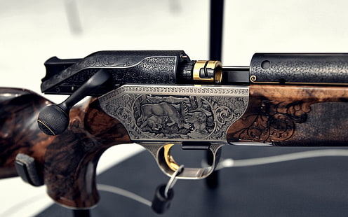 brown and gray rifle, gun, Bolt action rifle, Blaser, HD wallpaper HD wallpaper