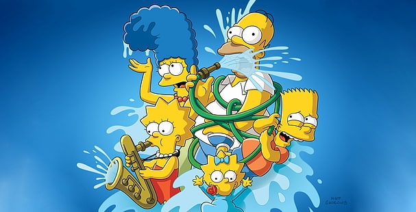 Die Simpsons, Bart Simpson, Cartoon, Homer Simpson, Lisa Simpson, Maggie Simpson, Marge Simpson, HD-Hintergrundbild HD wallpaper