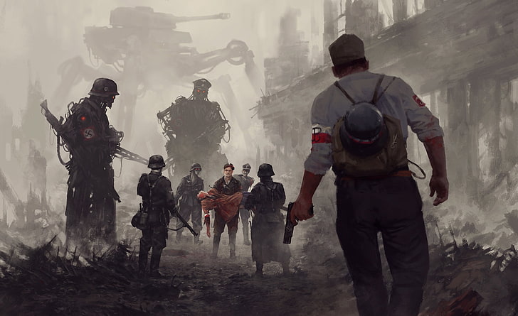 ワルシャワライジング1944ドイツ軍、ビデオゲームデジタル壁紙、芸術、図面、ポーランド、第二次世界大戦、軍隊、未来、ワルシャワ、ヒトラー、44、1944、戦い、名誉、血、ドイツ、想像、芸術、上昇、 HDデスクトップの壁紙