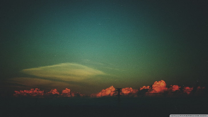 cloudy sky, vintage, sky, clouds, sunset, HD wallpaper