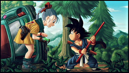 Son Goku and Bulma, Dragon Ball, Bulma (Dragon Ball), Dragon Ball Z, Goku, HD wallpaper HD wallpaper