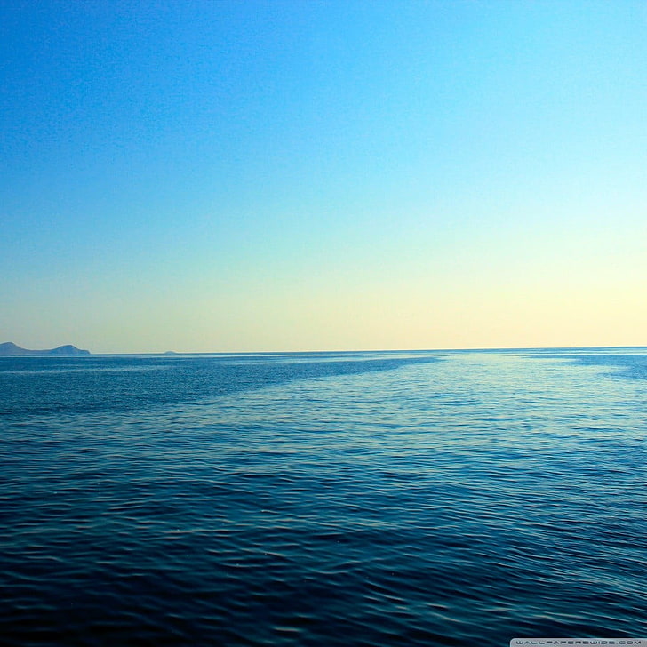 pittura astratta blu e bianca, mare, onde, blu, cielo, Sfondo HD