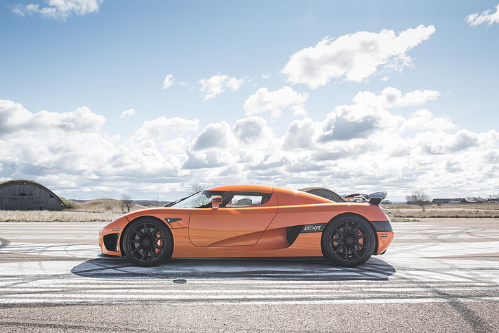 спорткар оранжевый, Koenigsegg, суперкар, спорткар, HD обои