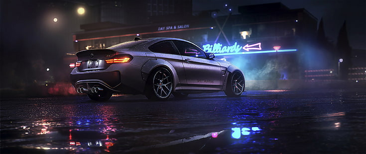notte, BMW, gioco, NFS, arte, Electronic Arts, Need For Speed, BMW M4, Need For Speed ​​2015, Sfondo HD HD wallpaper