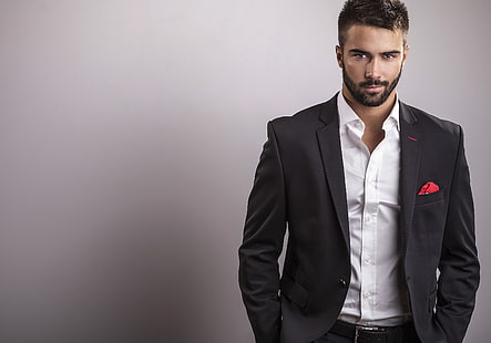 Uomini, modello, barba, uomo, completo, Sfondo HD HD wallpaper