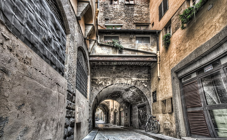 Narrow Streets in Florence, empty pathway wallpaper, Europe, Italy, HD wallpaper