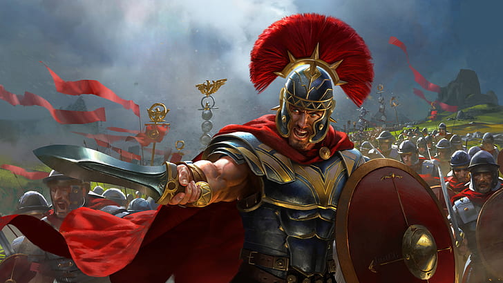 Фантазия, воин, римски центурион, римски легион, римски легионер, меч, HD тапет