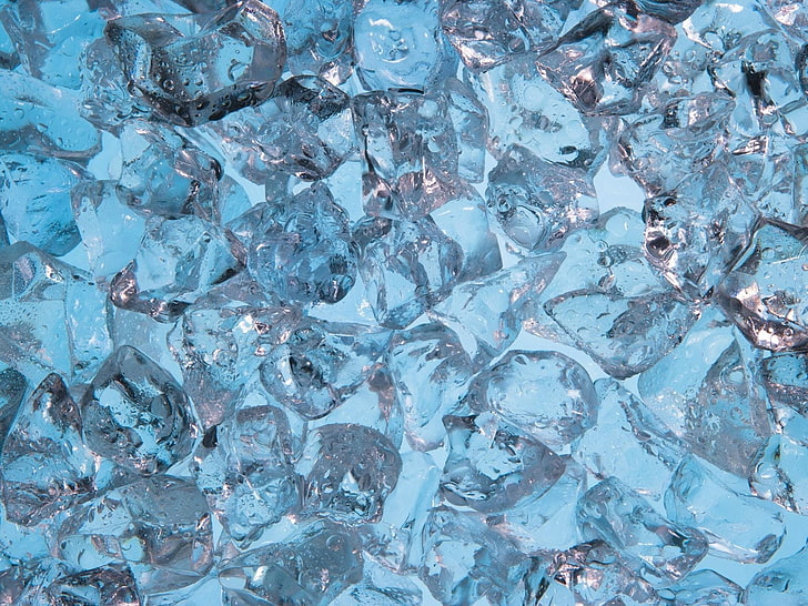 cubes de glace, glace, transparent, bleu, Fond d'écran HD