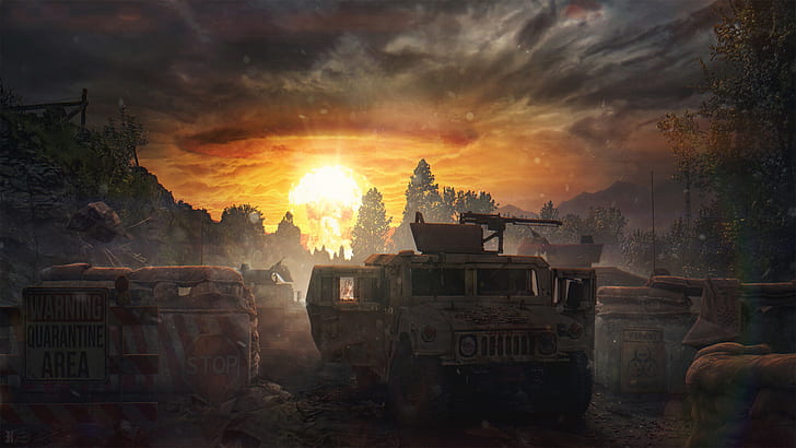 Sci Fi, Apocalyptic, Car, Explosion, Humvee, Nuclear Explosion, HD wallpaper
