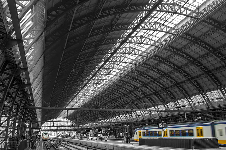 train, train station, Amsterdam, HD wallpaper