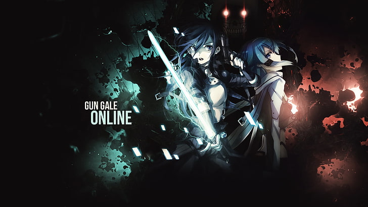 Gun Gale Çevrimiçi dijital duvar kağıdı, Sword Art Online, Asada Shino, Kirigaya Kazuto, HD masaüstü duvar kağıdı