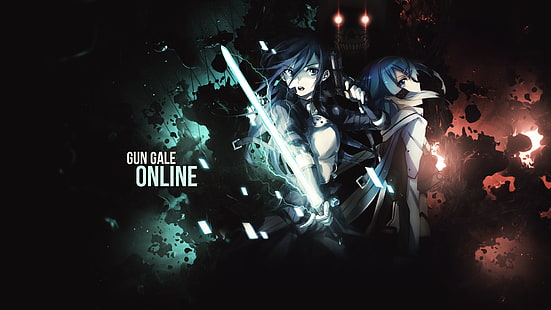 Gun Gale Çevrimiçi dijital duvar kağıdı, Sword Art Online, Asada Shino, Kirigaya Kazuto, HD masaüstü duvar kağıdı HD wallpaper