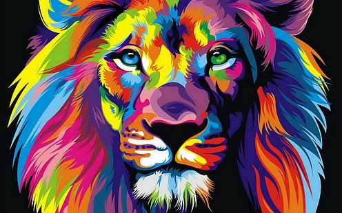 Djur HD, lejonmålning, djur, konstnärlig, HD tapet HD wallpaper