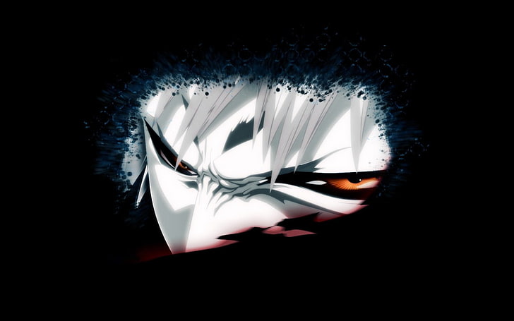 karakter anime pria dengan rambut putih, Bleach, Kurosaki Ichigo, Hollow, latar belakang hitam, anime, Wallpaper HD